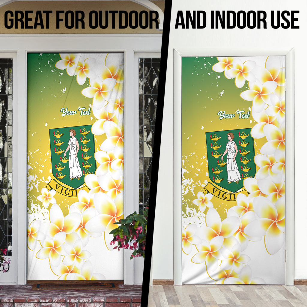 British Virgin Islands Day Personalised Door Cover Vigilate Plumeria Alba Coat Of Arms