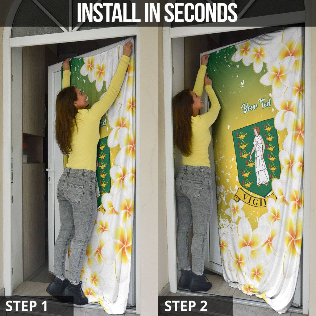 British Virgin Islands Day Personalised Door Cover Vigilate Plumeria Alba Coat Of Arms