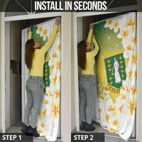British Virgin Islands Day Personalised Door Cover Vigilate Plumeria Alba Coat Of Arms