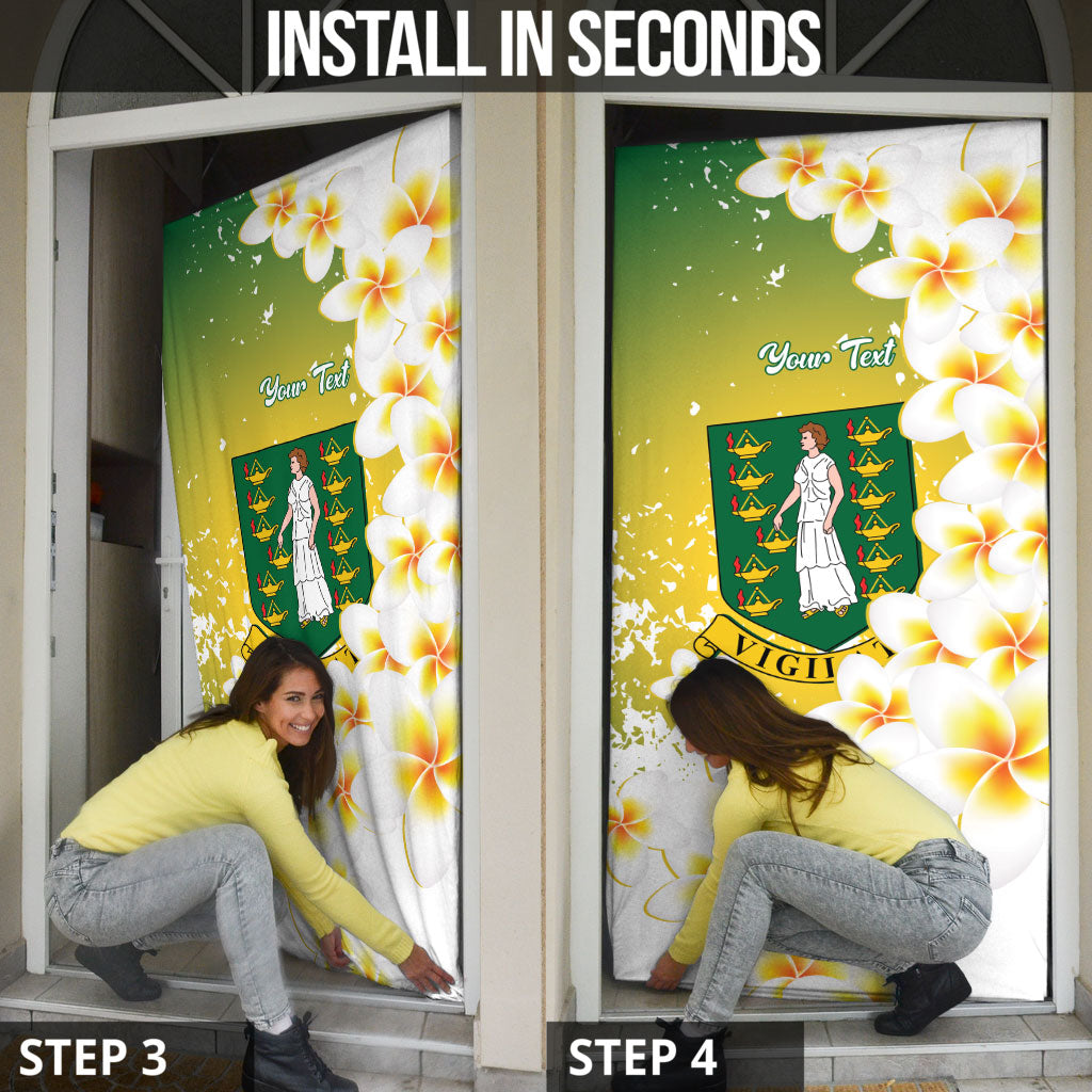British Virgin Islands Day Personalised Door Cover Vigilate Plumeria Alba Coat Of Arms