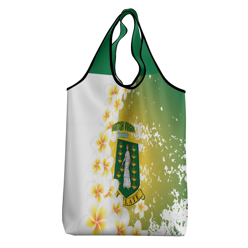 British Virgin Islands Day Grocery Bag Vigilate Plumeria Alba Coat Of Arms