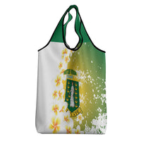 British Virgin Islands Day Grocery Bag Vigilate Plumeria Alba Coat Of Arms