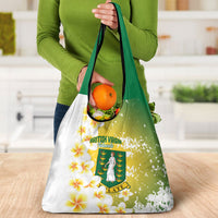 British Virgin Islands Day Grocery Bag Vigilate Plumeria Alba Coat Of Arms