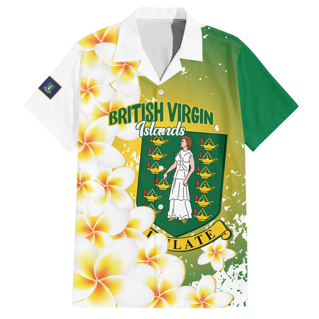 British Virgin Islands Day Personalised Hawaiian Shirt Vigilate Plumeria Alba Coat Of Arms