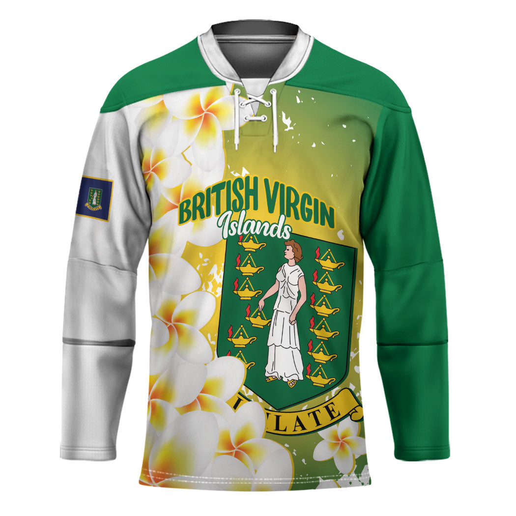 British Virgin Islands Day Personalised Hockey Jersey Vigilate Plumeria Alba Coat Of Arms