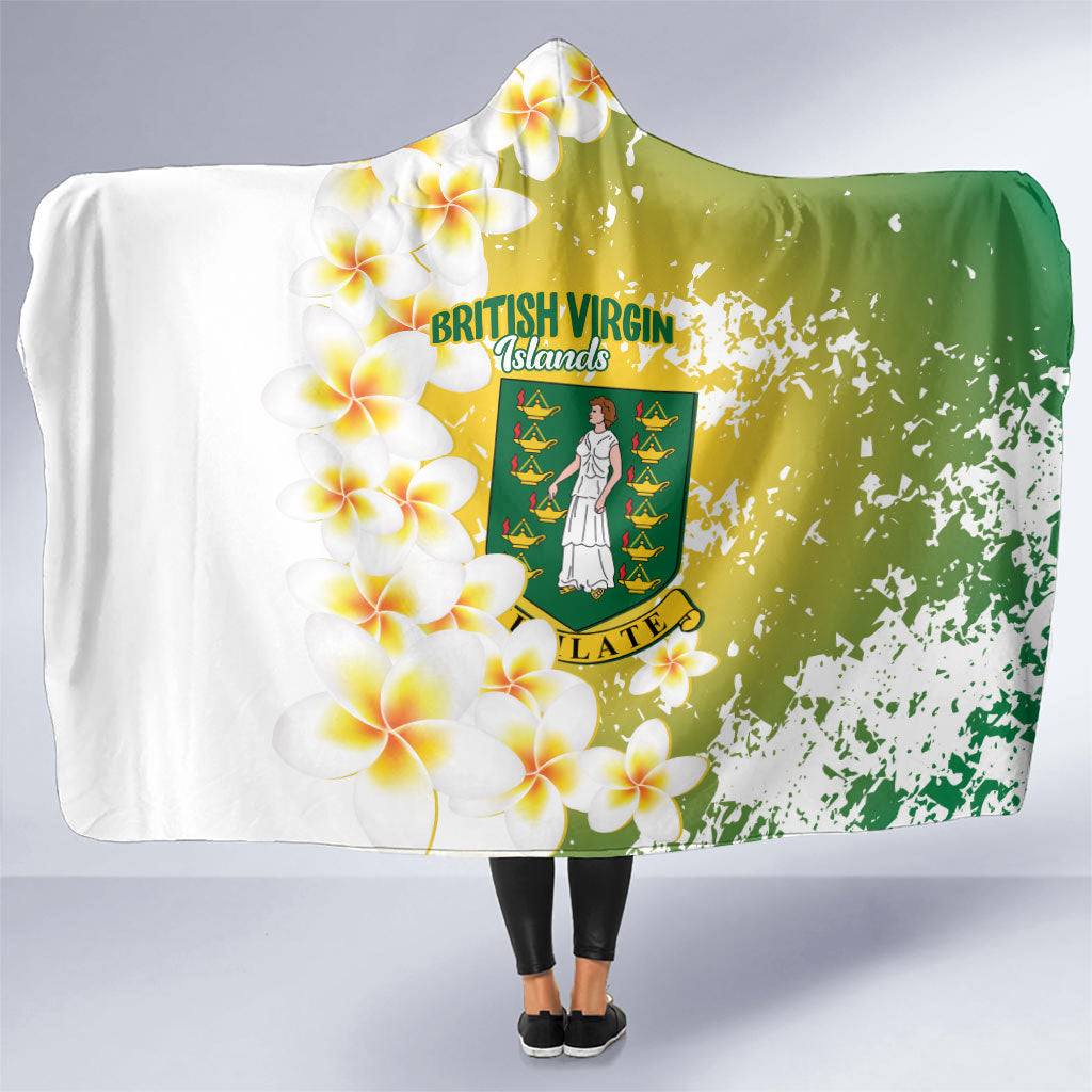 British Virgin Islands Day Hooded Blanket Vigilate Plumeria Alba Coat Of Arms