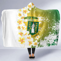 British Virgin Islands Day Hooded Blanket Vigilate Plumeria Alba Coat Of Arms