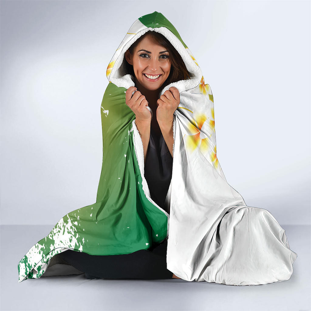 British Virgin Islands Day Hooded Blanket Vigilate Plumeria Alba Coat Of Arms