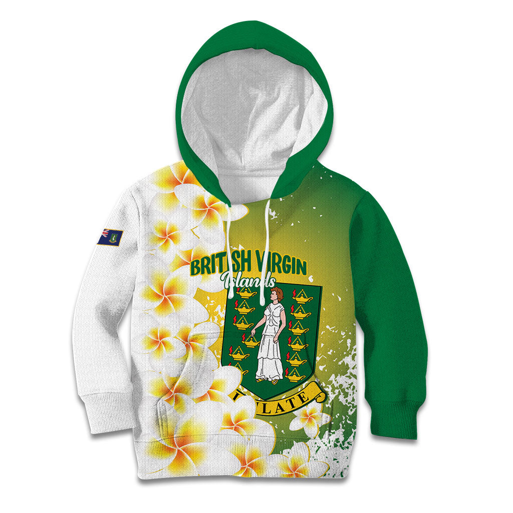 British Virgin Islands Day Personalised Kid Hoodie Vigilate Plumeria Alba Coat Of Arms