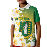 British Virgin Islands Day Personalised Kid Polo Shirt Vigilate Plumeria Alba Coat Of Arms