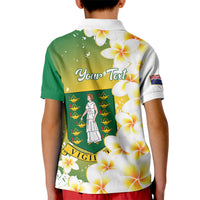 British Virgin Islands Day Personalised Kid Polo Shirt Vigilate Plumeria Alba Coat Of Arms
