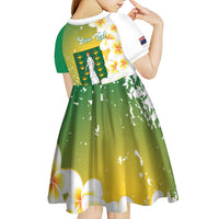 British Virgin Islands Day Personalised Kid Short Sleeve Dress Vigilate Plumeria Alba Coat Of Arms