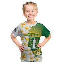 British Virgin Islands Day Personalised Kid T Shirt Vigilate Plumeria Alba Coat Of Arms