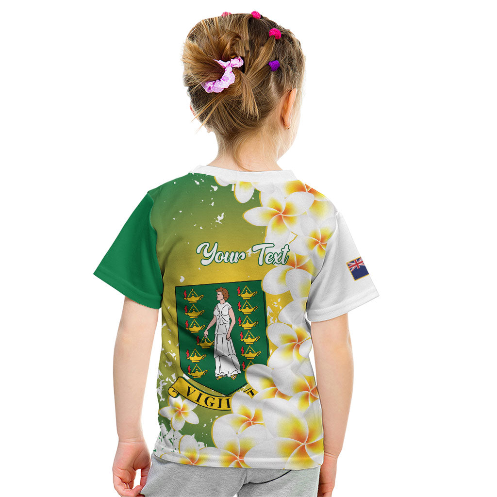 British Virgin Islands Day Personalised Kid T Shirt Vigilate Plumeria Alba Coat Of Arms