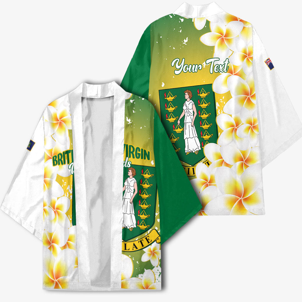 British Virgin Islands Day Personalised Kimono Vigilate Plumeria Alba Coat Of Arms