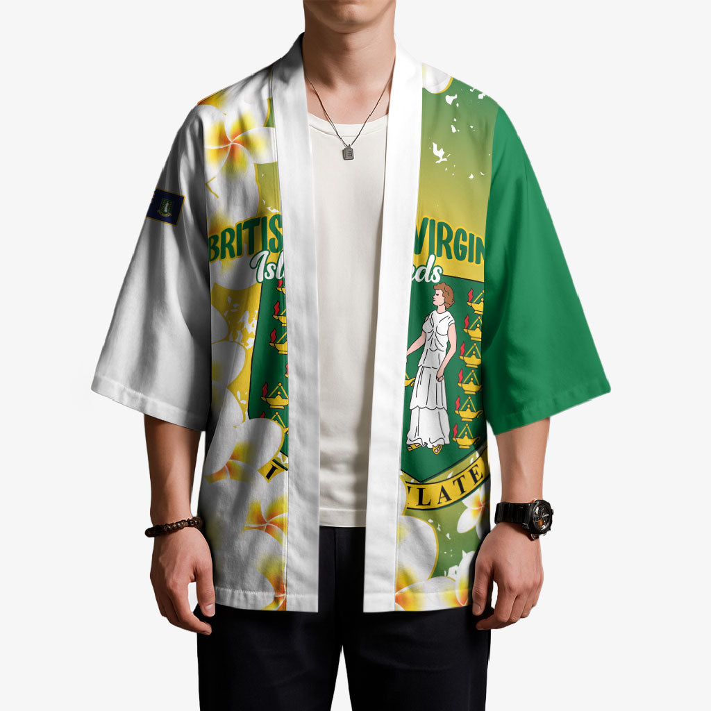 British Virgin Islands Day Personalised Kimono Vigilate Plumeria Alba Coat Of Arms