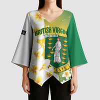 British Virgin Islands Day Personalised Kimono Sleeve Blouse Vigilate Plumeria Alba Coat Of Arms