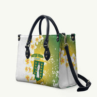 British Virgin Islands Day Leather Bag Vigilate Plumeria Alba Coat Of Arms