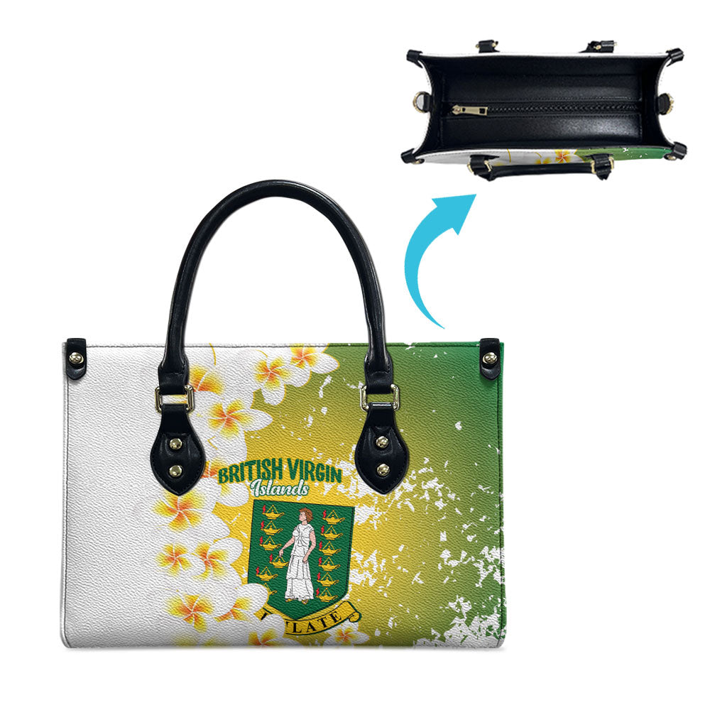 British Virgin Islands Day Leather Bag Vigilate Plumeria Alba Coat Of Arms