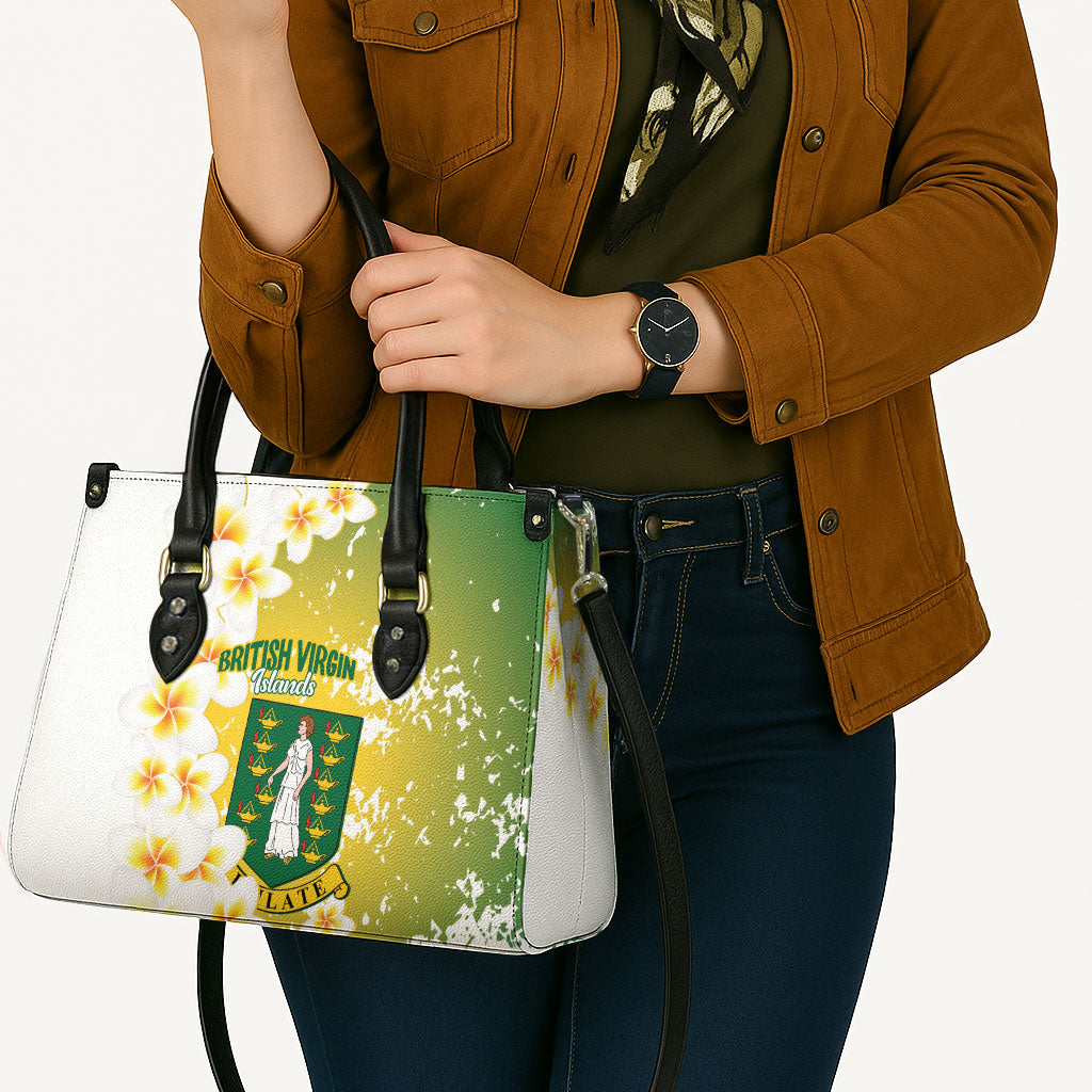 British Virgin Islands Day Leather Bag Vigilate Plumeria Alba Coat Of Arms
