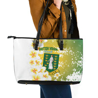 British Virgin Islands Day Leather Tote Bag Vigilate Plumeria Alba Coat Of Arms