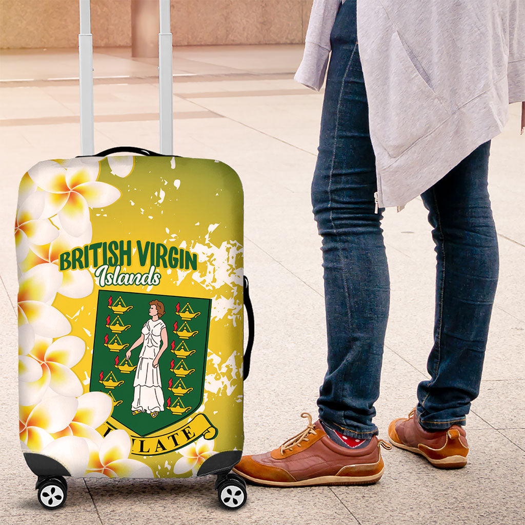 British Virgin Islands Day Luggage Cover Vigilate Plumeria Alba Coat Of Arms