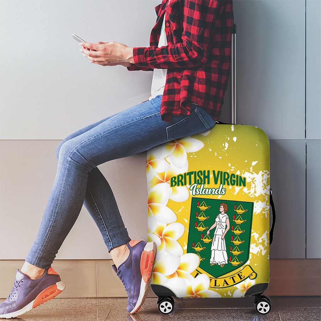 British Virgin Islands Day Luggage Cover Vigilate Plumeria Alba Coat Of Arms