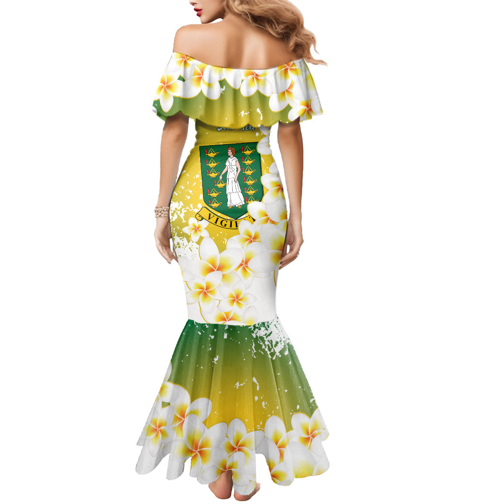British Virgin Islands Day Personalised Mermaid Dress Vigilate Plumeria Alba Coat Of Arms