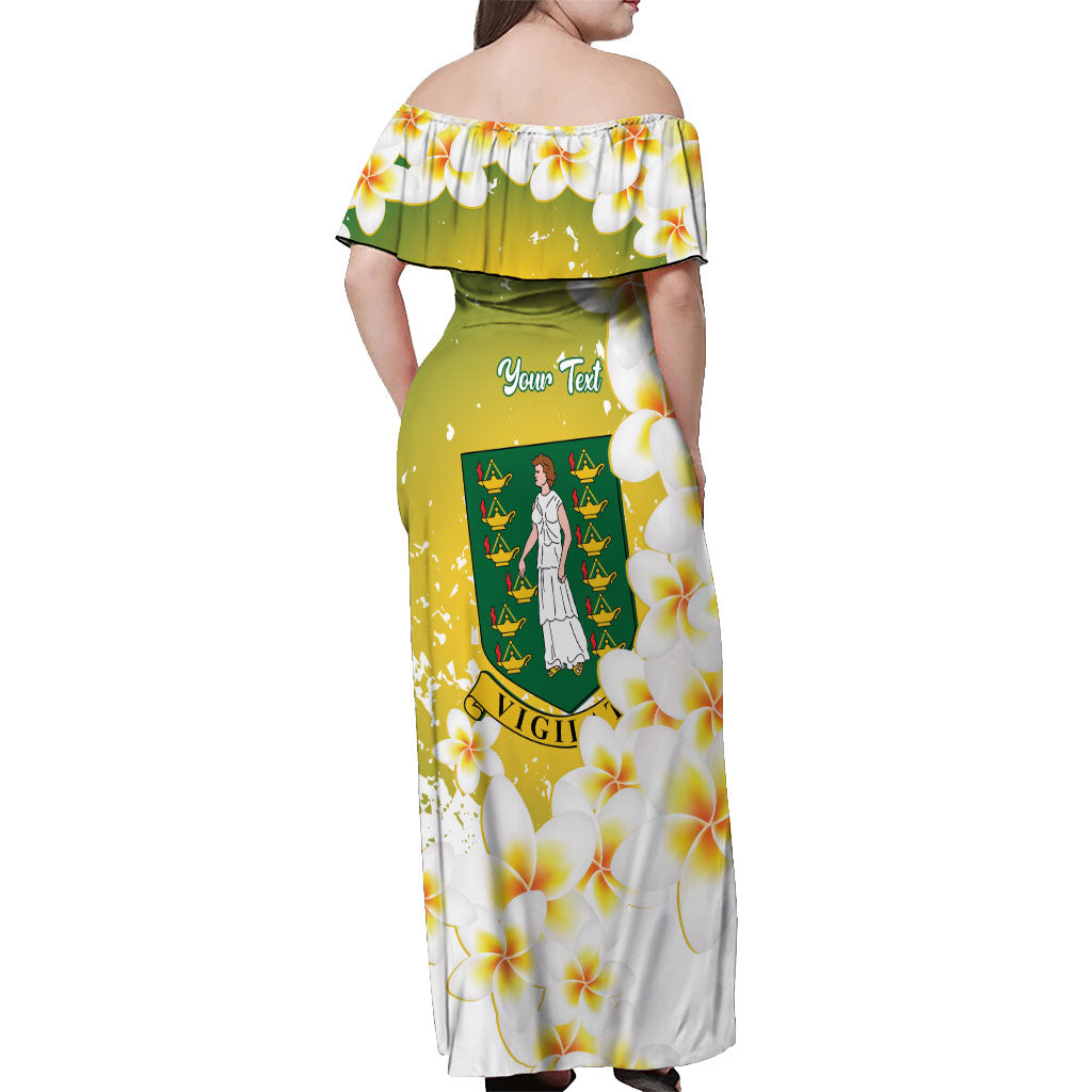 British Virgin Islands Day Personalised Off Shoulder Maxi Dress Vigilate Plumeria Alba Coat Of Arms