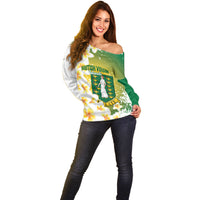 British Virgin Islands Day Personalised Off Shoulder Sweater Vigilate Plumeria Alba Coat Of Arms