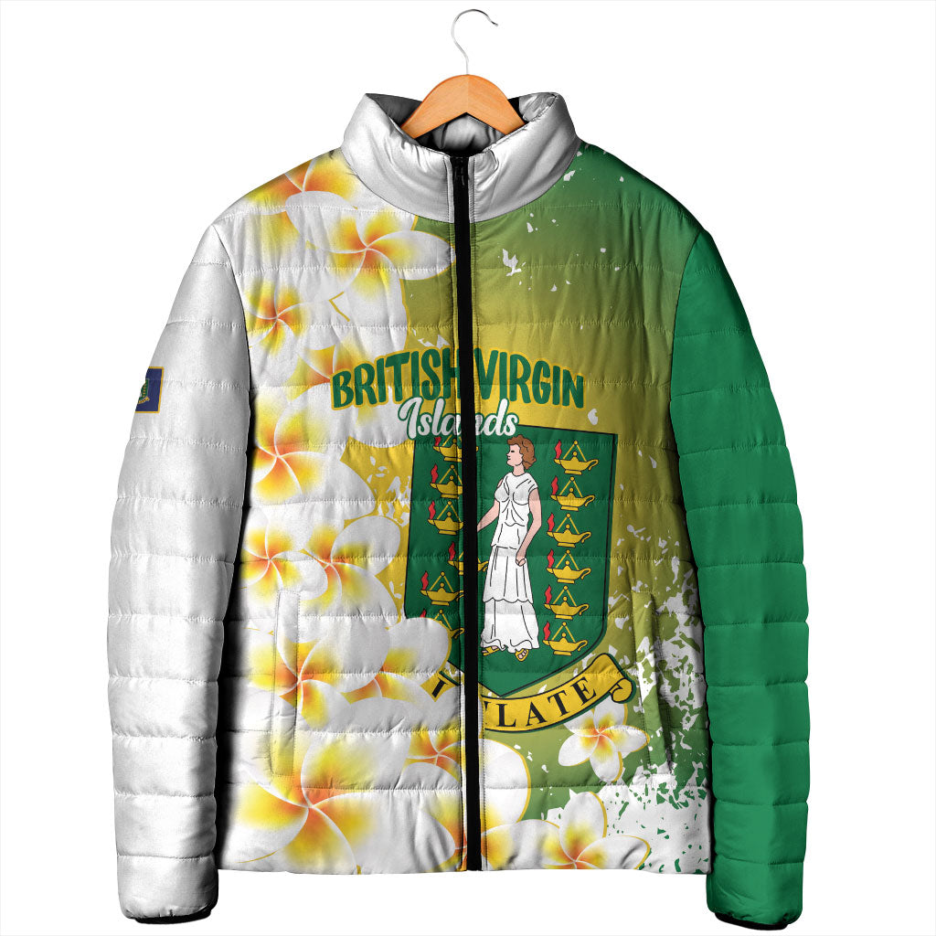 British Virgin Islands Day Personalised Padded Jacket Vigilate Plumeria Alba Coat Of Arms
