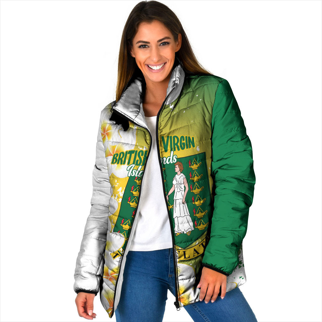 British Virgin Islands Day Personalised Padded Jacket Vigilate Plumeria Alba Coat Of Arms