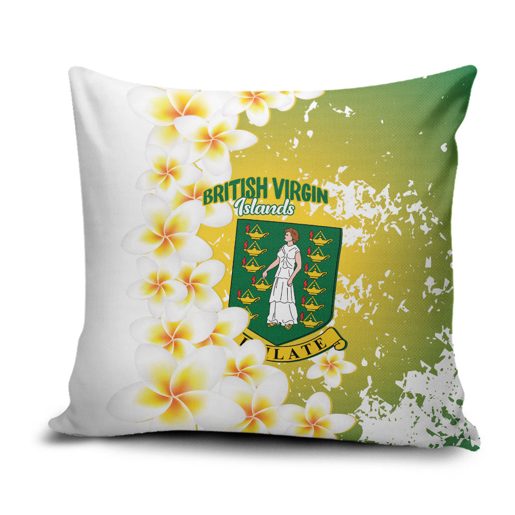 British Virgin Islands Day Pillow Cover Vigilate Plumeria Alba Coat Of Arms