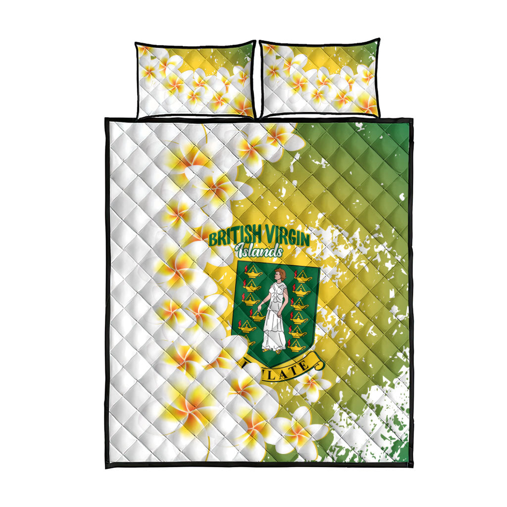 British Virgin Islands Day Quilt Bed Set Vigilate Plumeria Alba Coat Of Arms