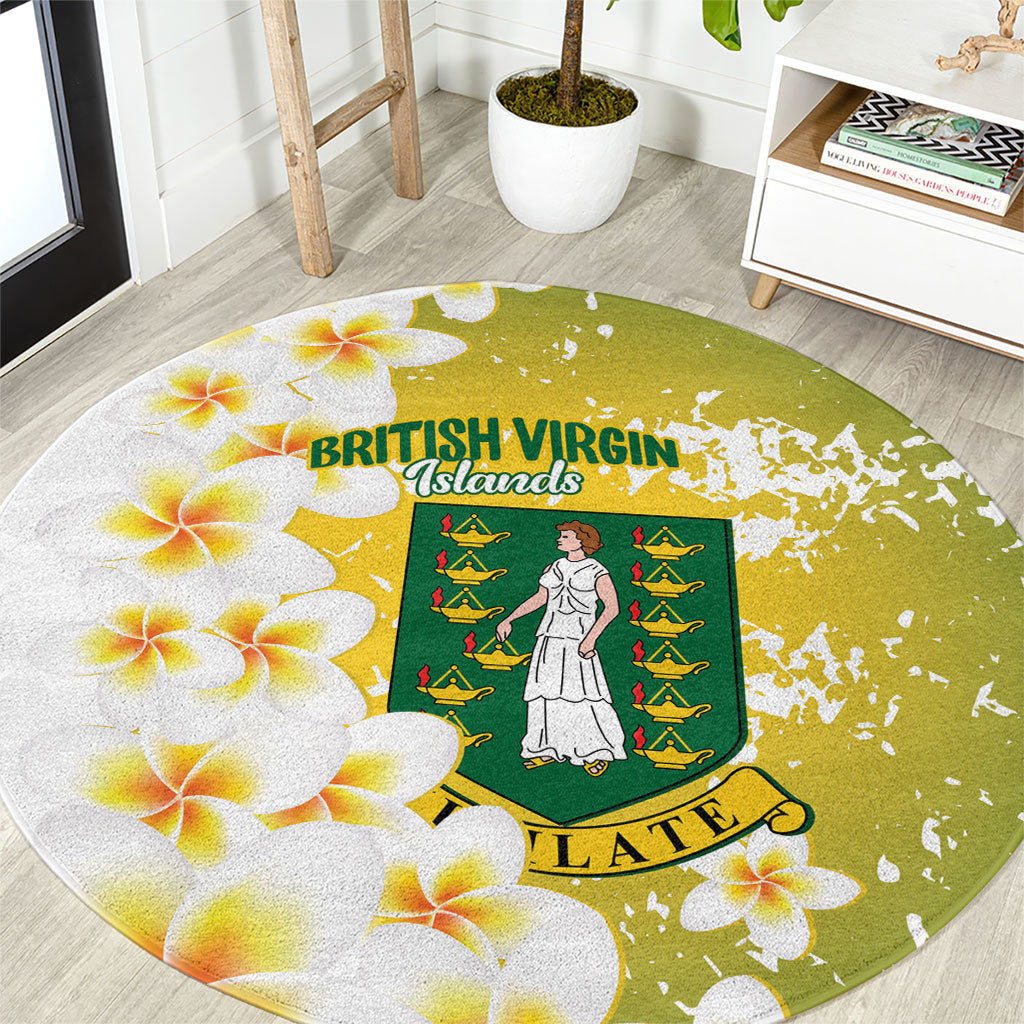 British Virgin Islands Day Round Carpet Vigilate Plumeria Alba Coat Of Arms
