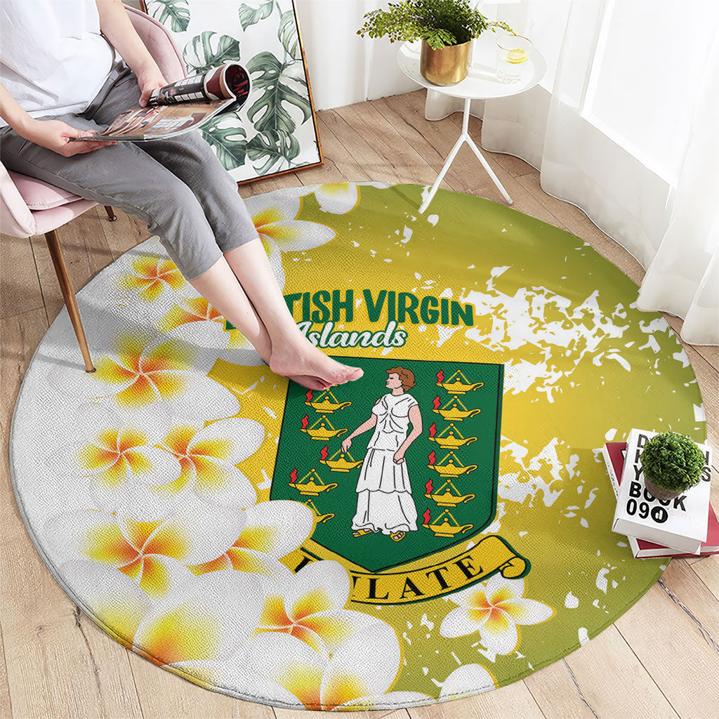 British Virgin Islands Day Round Carpet Vigilate Plumeria Alba Coat Of Arms