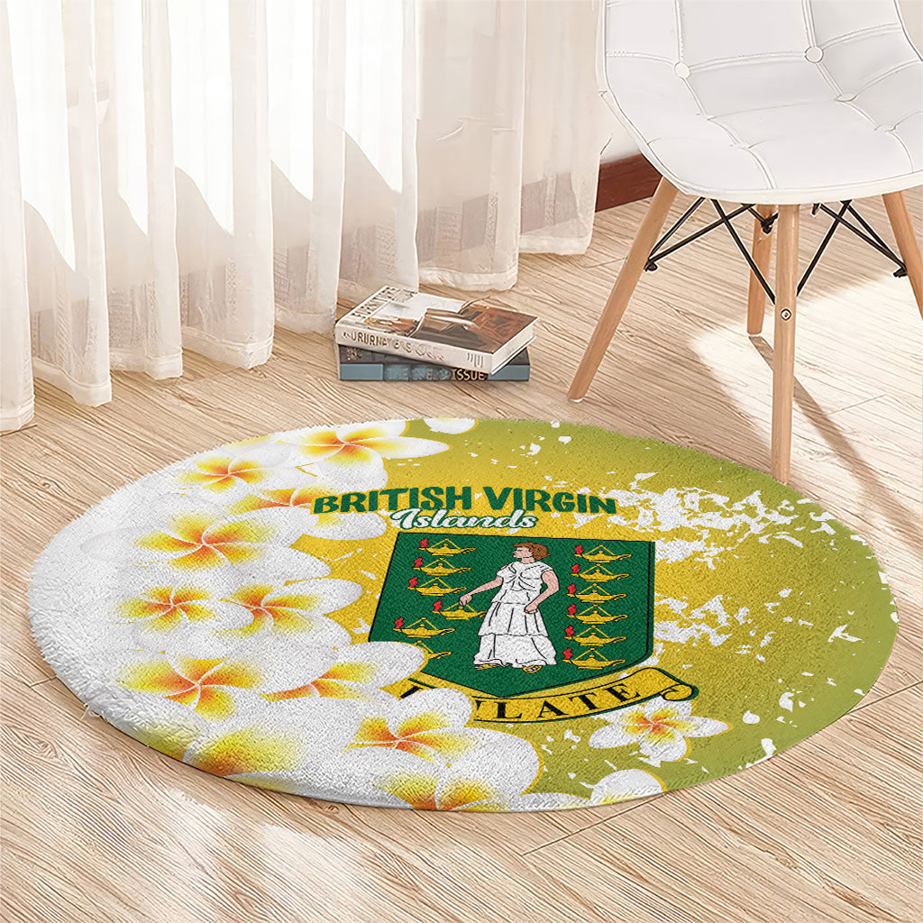 British Virgin Islands Day Round Carpet Vigilate Plumeria Alba Coat Of Arms