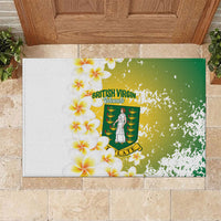 British Virgin Islands Day Rubber Doormat Vigilate Plumeria Alba Coat Of Arms