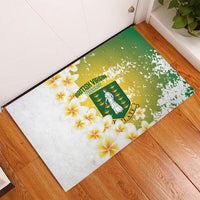 British Virgin Islands Day Rubber Doormat Vigilate Plumeria Alba Coat Of Arms