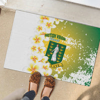 British Virgin Islands Day Rubber Doormat Vigilate Plumeria Alba Coat Of Arms