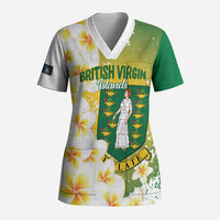 British Virgin Islands Day Personalised Scrub Top Vigilate Plumeria Alba Coat Of Arms