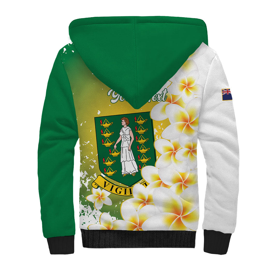 British Virgin Islands Day Personalised Sherpa Hoodie Vigilate Plumeria Alba Coat Of Arms