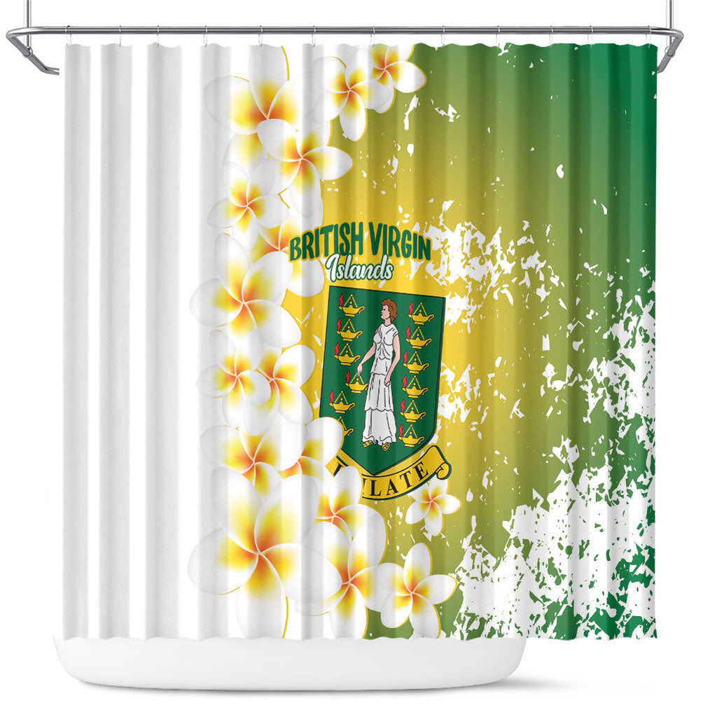 British Virgin Islands Day Shower Curtain Vigilate Plumeria Alba Coat Of Arms