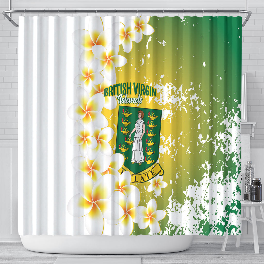 British Virgin Islands Day Shower Curtain Vigilate Plumeria Alba Coat Of Arms
