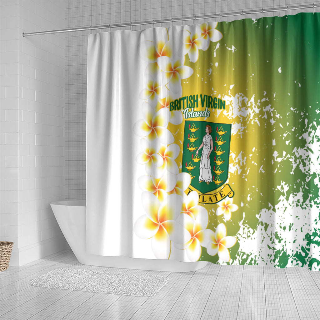 British Virgin Islands Day Shower Curtain Vigilate Plumeria Alba Coat Of Arms