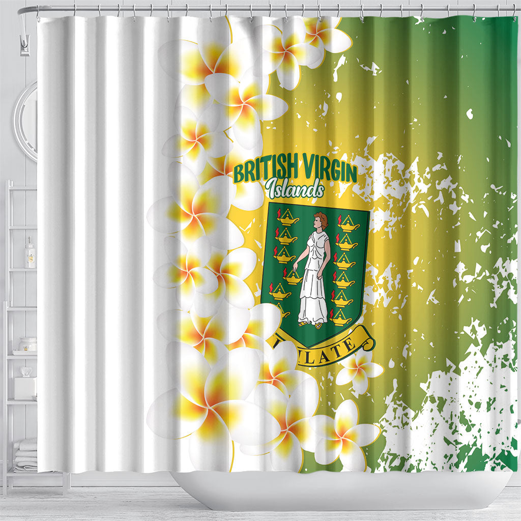 British Virgin Islands Day Shower Curtain Vigilate Plumeria Alba Coat Of Arms