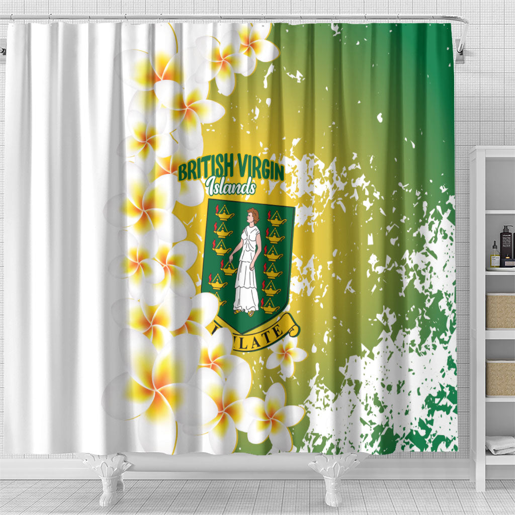 British Virgin Islands Day Shower Curtain Vigilate Plumeria Alba Coat Of Arms