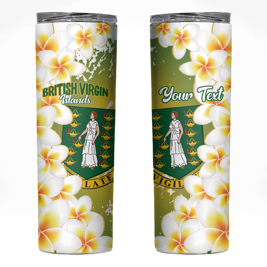 British Virgin Islands Day Personalised Skinny Tumbler Vigilate Plumeria Alba Coat Of Arms
