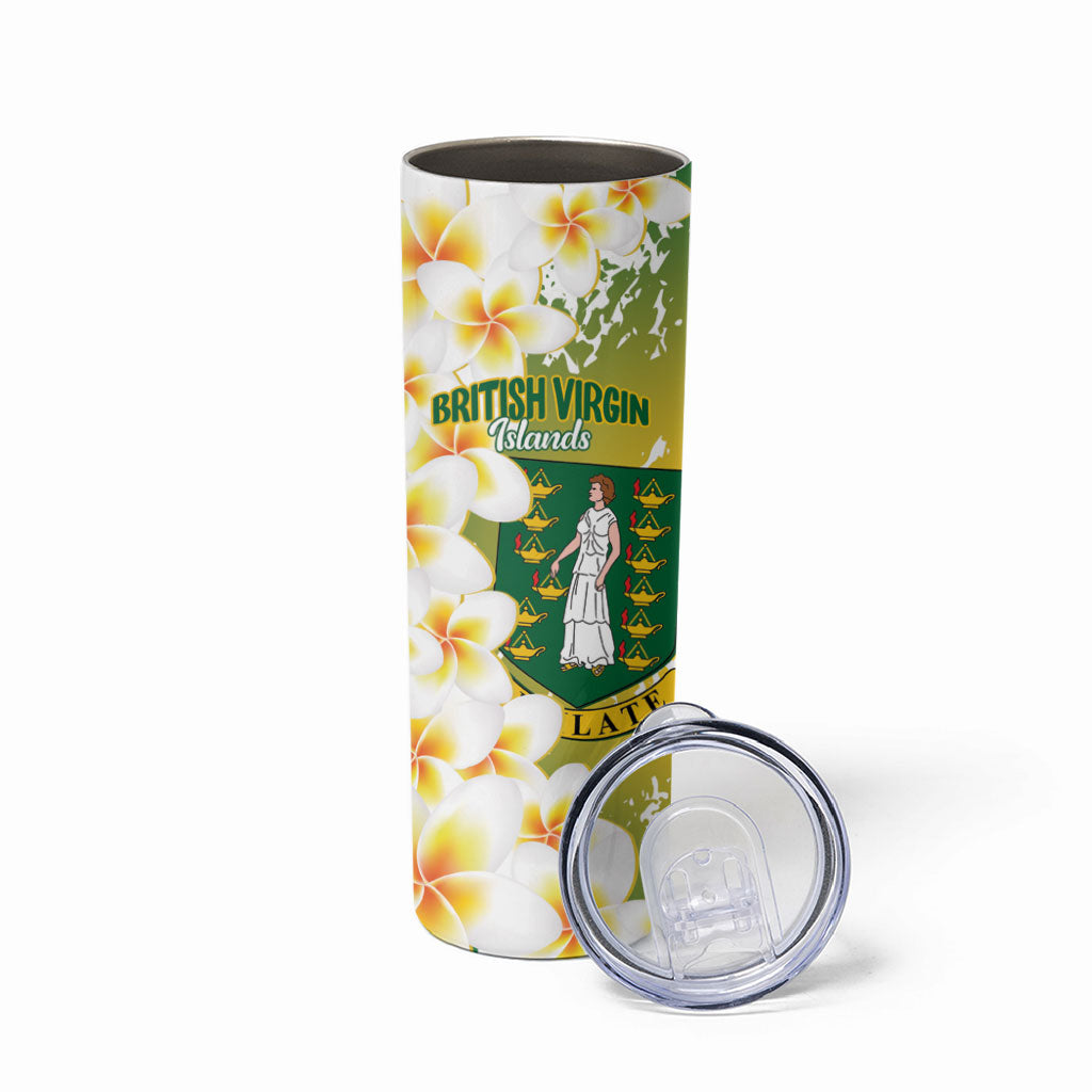 British Virgin Islands Day Personalised Skinny Tumbler Vigilate Plumeria Alba Coat Of Arms