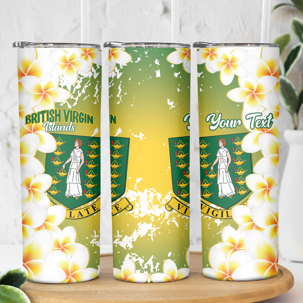 British Virgin Islands Day Personalised Skinny Tumbler Vigilate Plumeria Alba Coat Of Arms